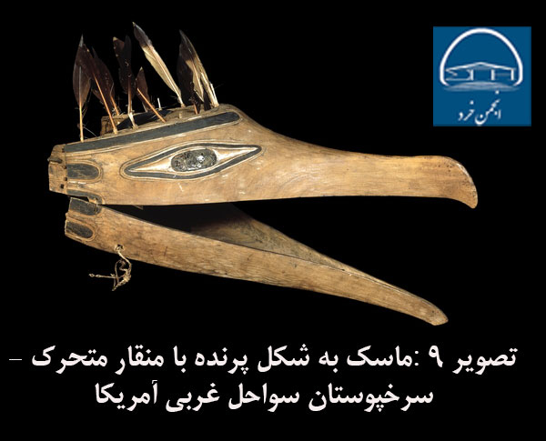 تصویر 9 :ماسک به شکل پرنده با منقار متحرک - سرخپوستان سواحل غربی آمریکا